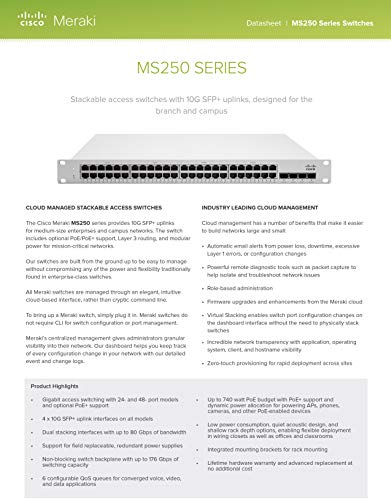 MS250-24P-HW Cisco Meraki Cloud Manage Metwigch нема лиценца
