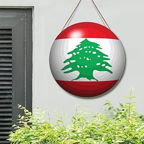 Либанско знаме за добредојде знак на добредојде на знамето Либан, рустикална фарма куќа што виси дрво плакета wallиден знак земја сувенир за