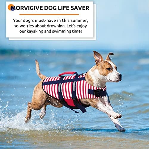 Morvigive Shared Dog Life Jacket, Ripstop Dog Life Life Ets Preserver за пловење и пливање со рачка за спасување, рефлексивно кученце плови палто