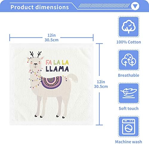 Kigai 4 пакет симпатична смешна лама во елени Антлерс Божиќни мијалници - меки крпи за лице, теретани за теретани, хотел и спа -квалитет,