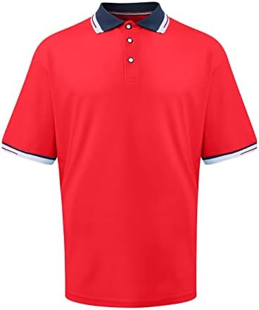 Поло кошули за машки пол на РТРДЕ, обични лапчиња за бои во боја на контраст, спортови модни кошули со кратки ракави кошули