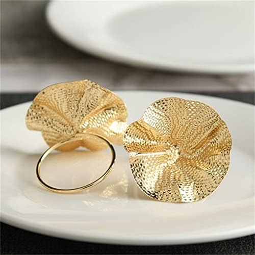 PQKDY 4PCS метал лотос лисја од салфетка ресторан за салфетка прстенка за салфетка, накит за пешкири прстен декорација (боја: а, големина