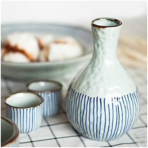Wybw Round Gourd Striped Sake Shochu Постави топло вино-диспензерот јапонски креативни рачно насликани керамички керамички сет за украси за декорација/1pot
