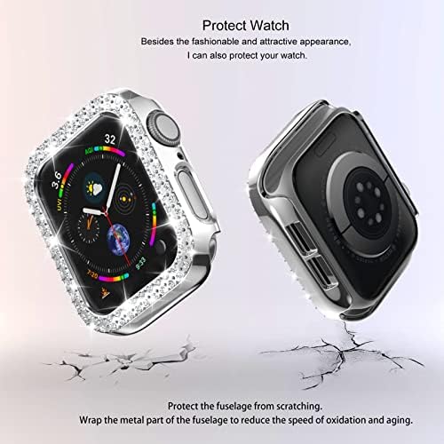 РЦ-З Блинг кутија за серијалот на Apple Watch 7/Серија 8 45мм, 12-пакет браник со двојни дијаманти Rhinestone Заштитна рамка