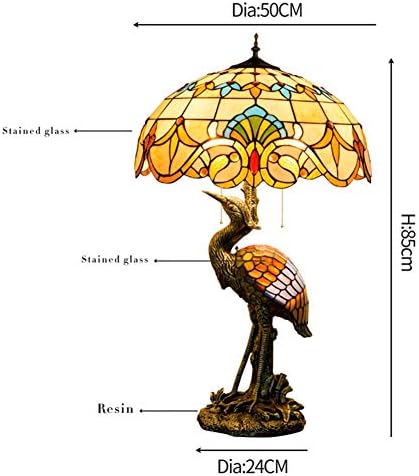 Рачно изработена стаклена ламба за стакло 18 Тифани стил голема маса за ламба жолта барокна биро ламба креативна античка лесна основа за дневна