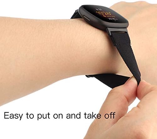 Вонмил прилагодлив еластичен опсег компатибилен со Fitbit Versa 3/Смисла за жени девојки ткаенини најлон спортски ленти за нараквици