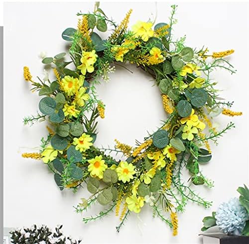 Зих пролетен венец маргаритка лажни цвеќиња декорација на врата пука декоративен ратан круг дома wallид виси
