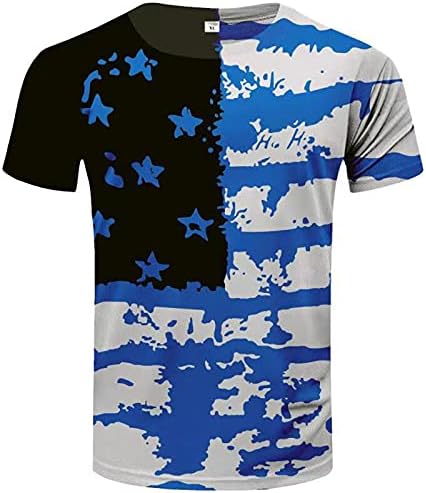 XXBR Менс војник со кратки ракави маици Патриотско американско знаме маичка Ден на независност на летото тенок фит мускулен