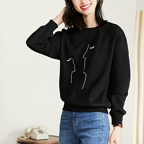 N/џемпер за жени Зимски обични печати лабава задебела топли дуксери женски пуловер