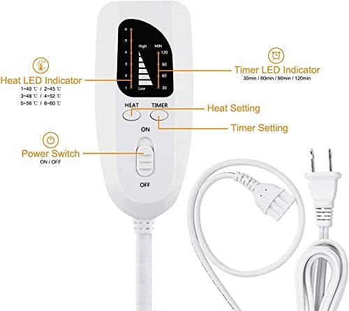 Електрична подлога за греење - топла загреана подлога за болка во болка во грбот - Опција за суво и влажна топлина - Функција за автоматско