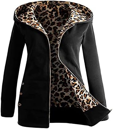 Плус палто со големина, елегантен божиќен худи со долги ракави за жени преголема канцеларија дебела леопард худи мека