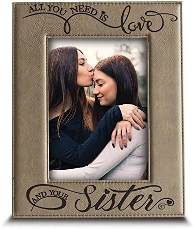 Бела Буста- Сè што ви треба е loveубов и вашата сестра-врежана кожна рамка за слика- подарок за сестра