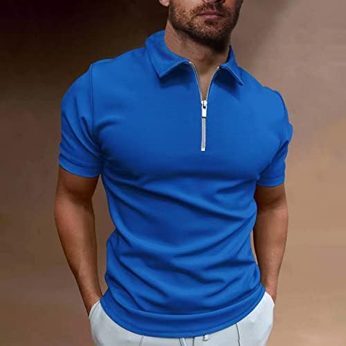 Mens Polo кошула тенок вклопуваат кратки ракави памук голф кошула во боја блок перформанси обични маици
