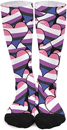 Бисексуални асексуални чорапи со боја на срце-блок спортови со високи чорапи чорапи за тинејџери возрасни