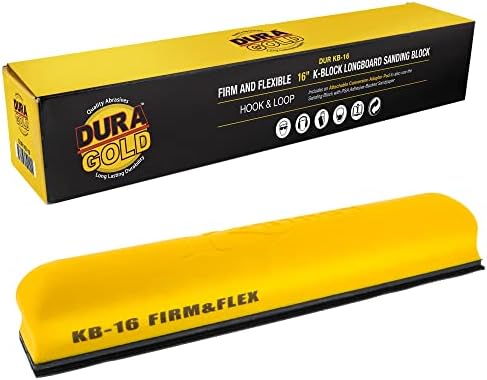 Dura-Gold Pro Series 16 K-Block Sander Firm & Flex Longboard Hand Block Block Pad со подлога на кука и јамка и подлога за адаптер
