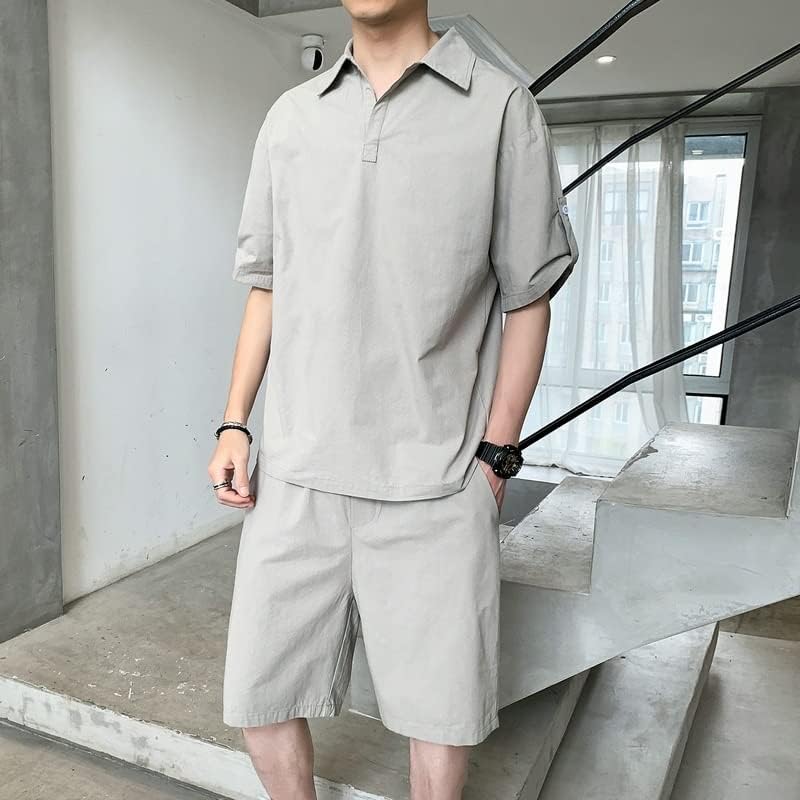 Wpyyi 2 парчиња сет за манжетни шорцеви поставени летни облеки за летни облеки за мажите со кратки ракави за кратки ракави