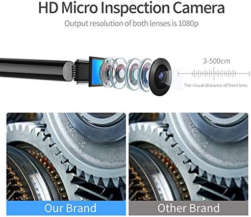 LDCHNH 8mM Ендоскопска камера IP67 Водоотпорен Borescope 1080p Двојна инспекциска камера за 8 LED