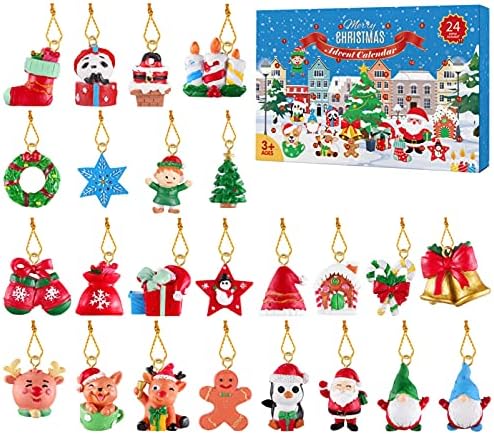 Стобок Божиќен Календар за Доаѓање, 24 парчиња 2022 Орнаменти Со Смола За Доаѓање 24 Дена Одбројување Украси За Новогодишни Елки За Божиќни