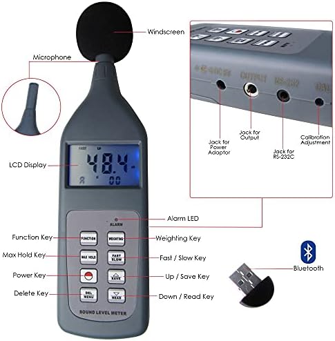 Quul Professional Handheld Digital Sound Sound Nivel Meater Tester Tester 30 ~ 130dB опсег + ЦД софтвер и USB