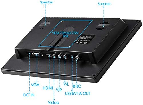 Калесмарт 10.1 инчен Мал Компјутерски Монитор HD 1024x600 со HDMI VGA BNC Порта, Малина Pi Екран Монитор, Видео HDMI Монитор-Изградба