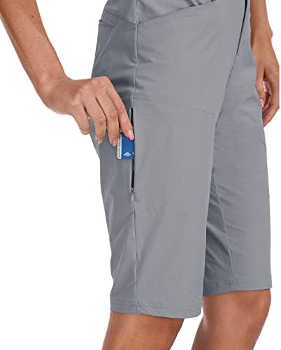 Mofiz Womens 13 пешачки шорцеви за пешачење, еластична лента за половини, жени голф -шорцеви со скриен десен бутовите поштенски џеб