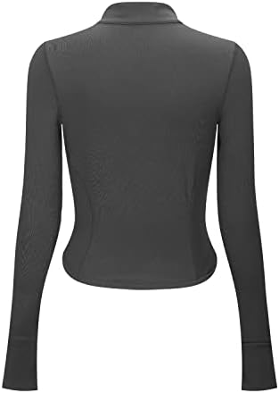 Truity Women's Croopted Running Jacket Lightweight Slim Fit Full Zip Up Althletic јакна Дупки со џебови со џебови