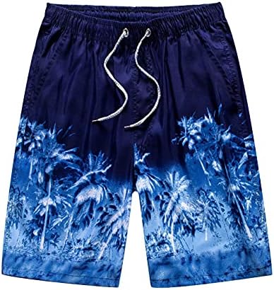 Шорцеви од табла за мажи, брзо сушење летни шорцеви на плажа Хавајски графички прием за лабава лабава вклопена обична плима за