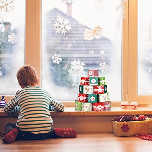 Јинсун 2022 Божиќна Кутија За Календар За Доаѓање, 24 Дена Одбројување До Божиќни Кутии Одлично За Пополнување Мали Грицки За Подароци