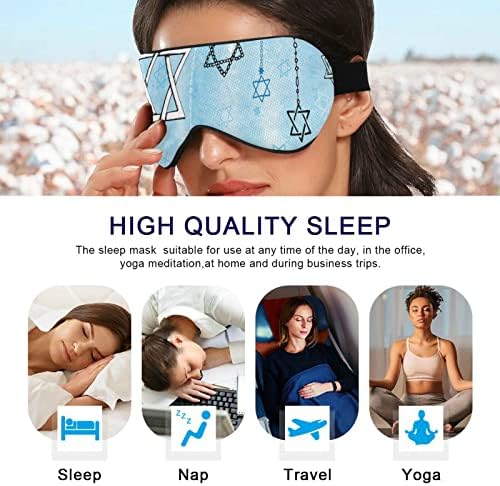 Unisex Sleep Mask Eye Mask со сина облека-среќна-ханука ноќ за спиење маска удобно покритие за сенка на очите