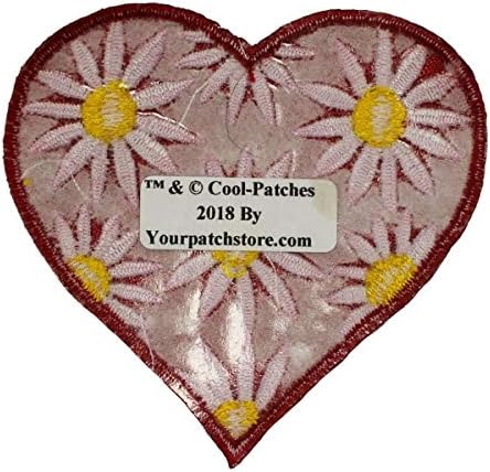 ID 3243 срце со маргаритки цвеќиња лепенка в Valentубените везени железо на апликација
