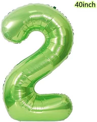 40 инчен Зелена Круна Број 2 Балон, Џиновски Голем Фолија Број 2 Балон, Џунгла Роденден Декорација Балони, 2-ри Детски Роденден Бебе Туш