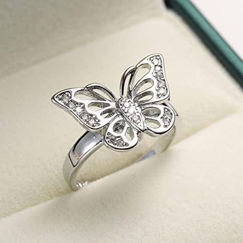Креативни жени цирконски нараквици животни пеперутка накит прстен венчален прстен моден принцеза ангажман прстен планета starвезда