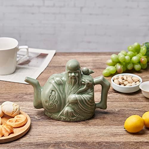 Рора Атентатори чајник керамички рачно изработен магичен чај котел за три пијалоци во еден тенџере, два срцев дизајн кинески сад со мини инка,
