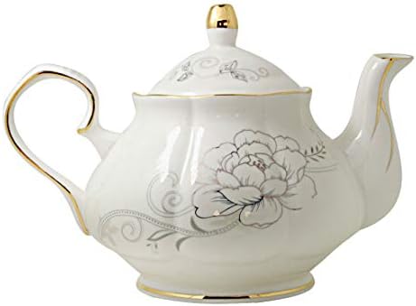 Jomop керамички чај тенџере цветниот дизајн бел 855 мл околу 4 чаши
