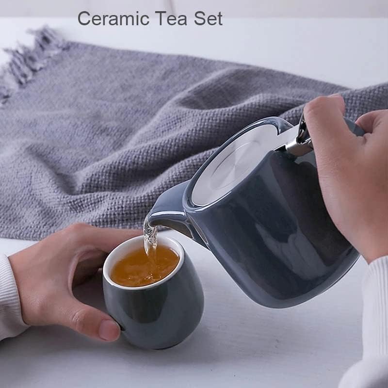 Чај котел чајник 580ml чај поставува порцелански чајник шарен рачно изработен чај сад од не'рѓосувачки челик екстра-фино инфузер