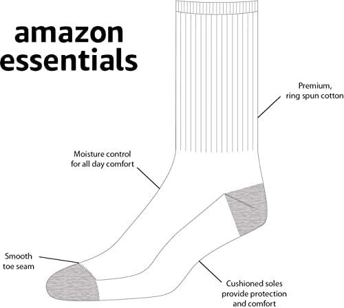 Амазон Најважен Машки Памук Половина Амортизирани Чорапи На Екипажот, Мултипакувања