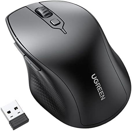 UGREEN Bluetooth Безжичен Глушец Ergономски Bluetooth 5.0 Глувчето 2.4 G Безжичен Глушец со USB Приемник 4000 DPI 5 Копчиња