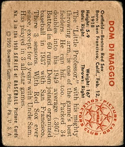 1950 Bowman 3 Dom Dimaggio Boston Red Sox Fair Red Sox