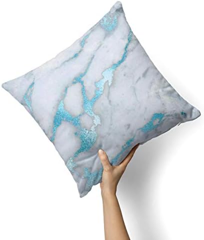 Iirov мермер и дигитална сина замрзната фолија V1 - Прилагодено украсен украс за домашна или отворена капа за фрлање перница за софа, кревет или