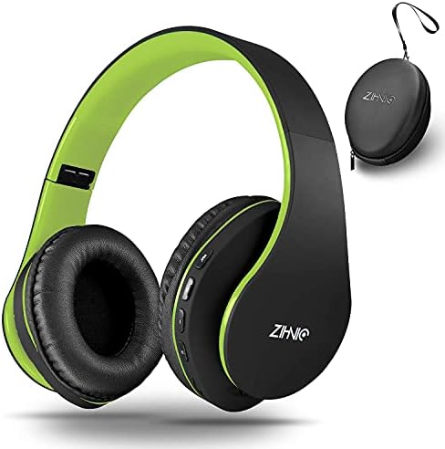 Зихнички 2 артикли, 1 црна сина боја на безжични слушалки со 1 црна зелена преклопна безжична слушалка