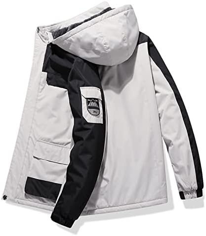 ADSSDQ Менс -бомбардерска јакна, Трендинг дома Зимски ров палто Мажи туниќ со долги ракави крзно, обложени удобни палта со качулка