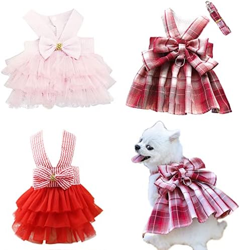 Клопон 3 парчиња облека за кучиња за кучиња, облечени во вест Yorkујорк, фустани за девојче розов фустан сина облека Симпатична