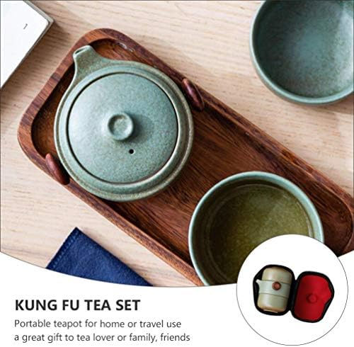 Преносен Кунг Фу чај сет преносен кинески чај сет за патувања керамички чајник кунг фу порцелан чај чаши сите во една торба за подароци
