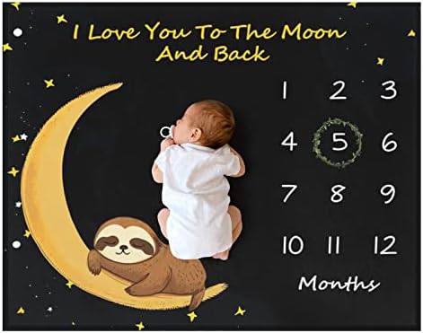 Слатка бебе месечно пресвртница ќебе за девојчиња, новородено месечно ќебе, ве сакам до Месечината и назад, мека фланелна фотографија
