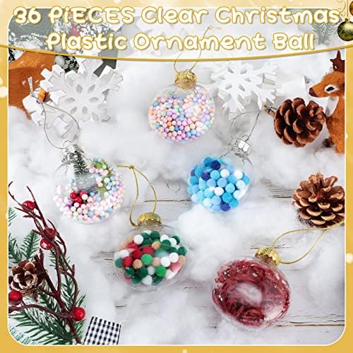 Чиста божиќна пластична украсна топка Транспарентна полнење на сфера Сфера сијалица Орнамент со јаже и отстранлив метал капа Божиќ што