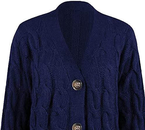 Trebinените на Trebin Jean, жените, женски бохо -крпеница кардиган со долг ракав, отворен предниот плетен џемпери, палто џебови