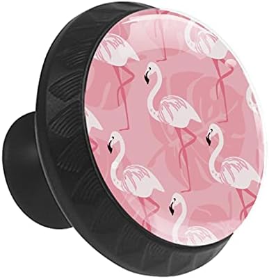 Беспрекорно Розово Фламинго 35мм Тркалезни Стаклени Копчиња За Кабинети, Кујнски Копчиња За Гардероба За Фиоки, Модерни Рачки