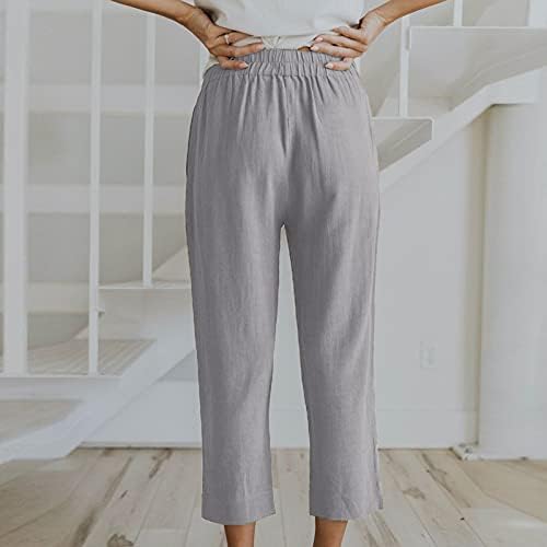 Xiloccer capri панталони за жени џеб обични панталони памучни панталони цврсти жени облеки постелнини панталони