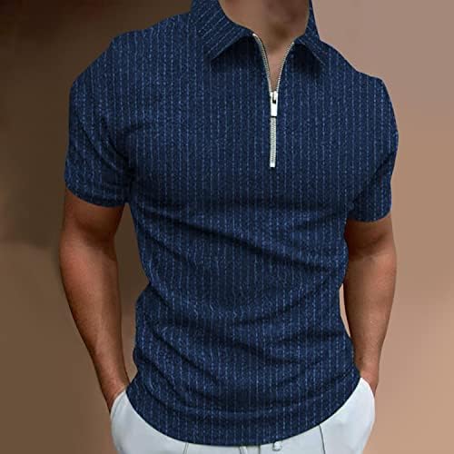 Xxbr zipper polo кошули за мажи, летни шарени тенок тенок фит маица со кратки ракави деловни обични врвови за работа за работа