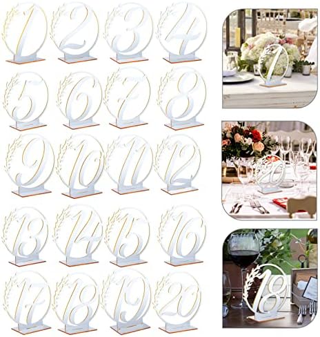 Јојофуни свадба декор свадба декор 20 парчиња броеви на табели 1-20 акрилен знак број на седиште број со држач за држач за свадбени